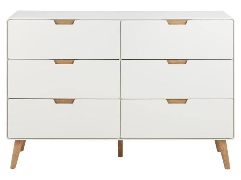 Komoda Lowell z 6 szufladami biała - ACTONA